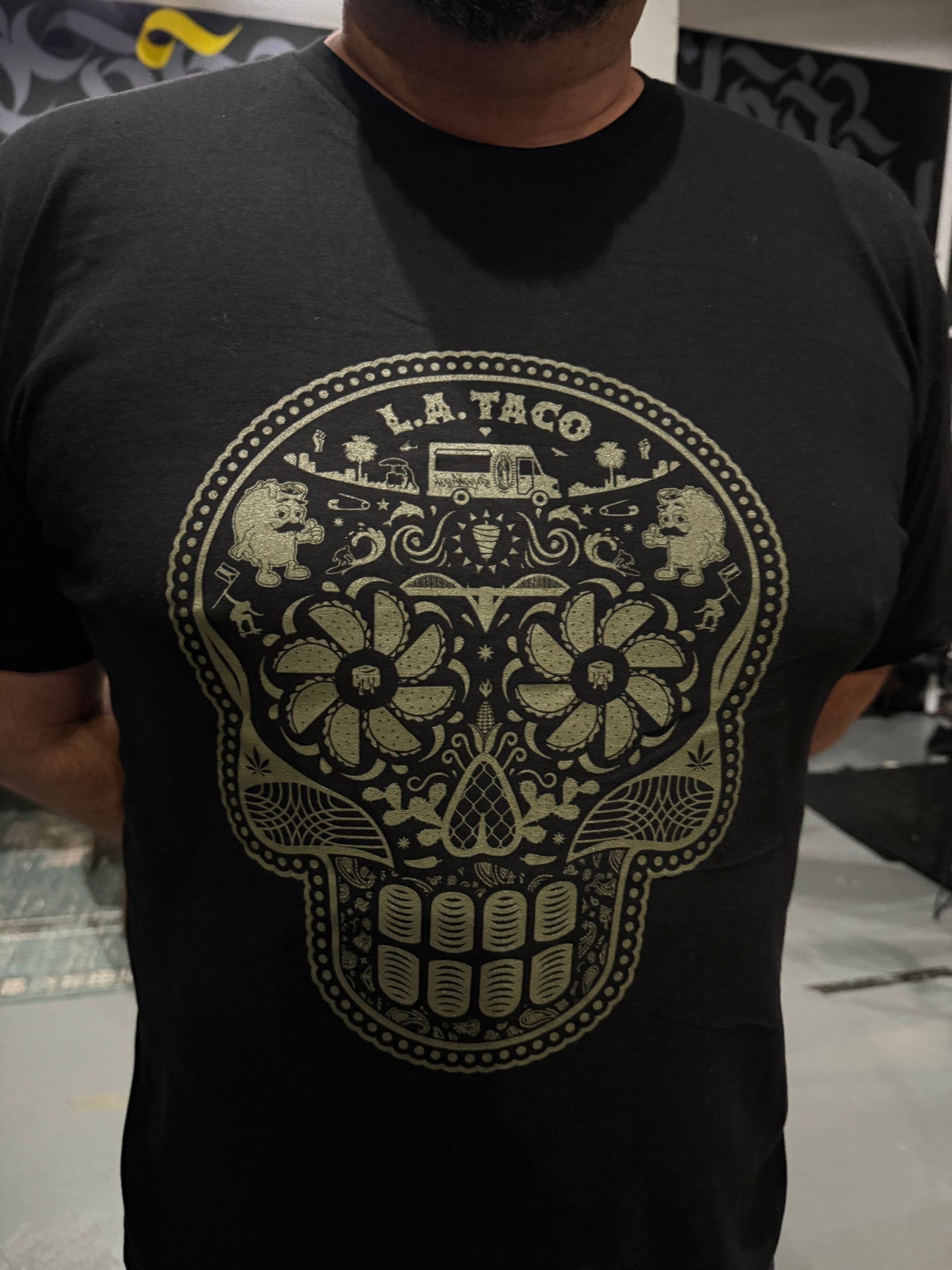 Calavera L.A. TACO T-Shirt (Black and Gold)